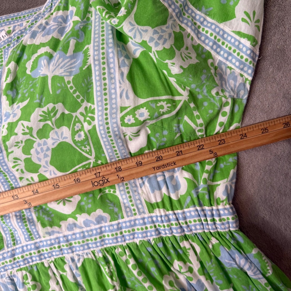 Gretchen Scott Dress Size Goddess XXL Green Blue Floral Paisley Tiered Mini - Picture 13 of 14